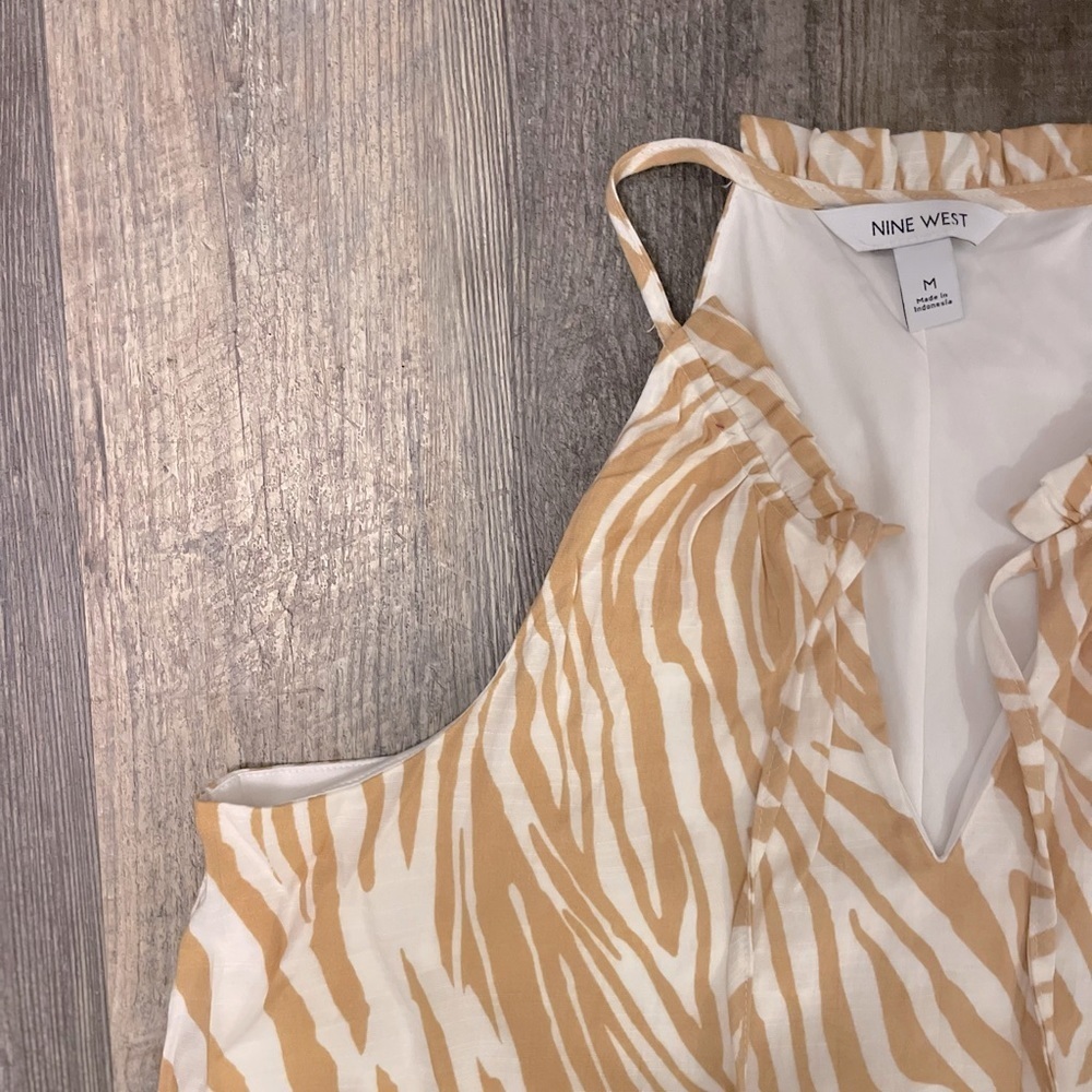 Nine West Beige and White Maxi Dress